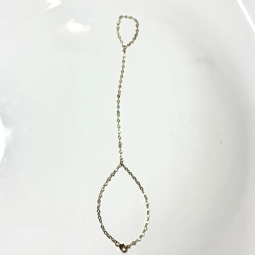 Gold Hand Chain Finger Bracelet, Dainty Hand Jewelry, Minimalist Gift For Her